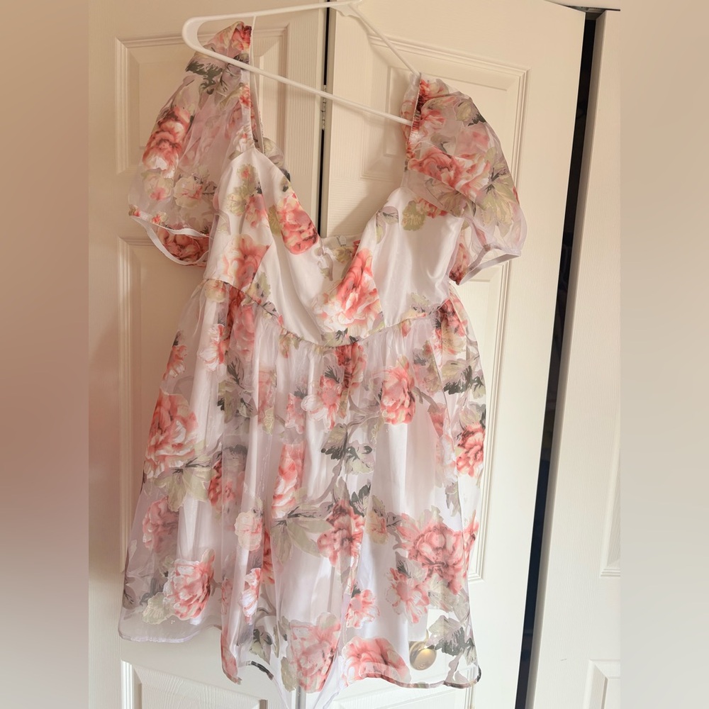 Sugar Thrillz Floral Mini Dress - Pink and White